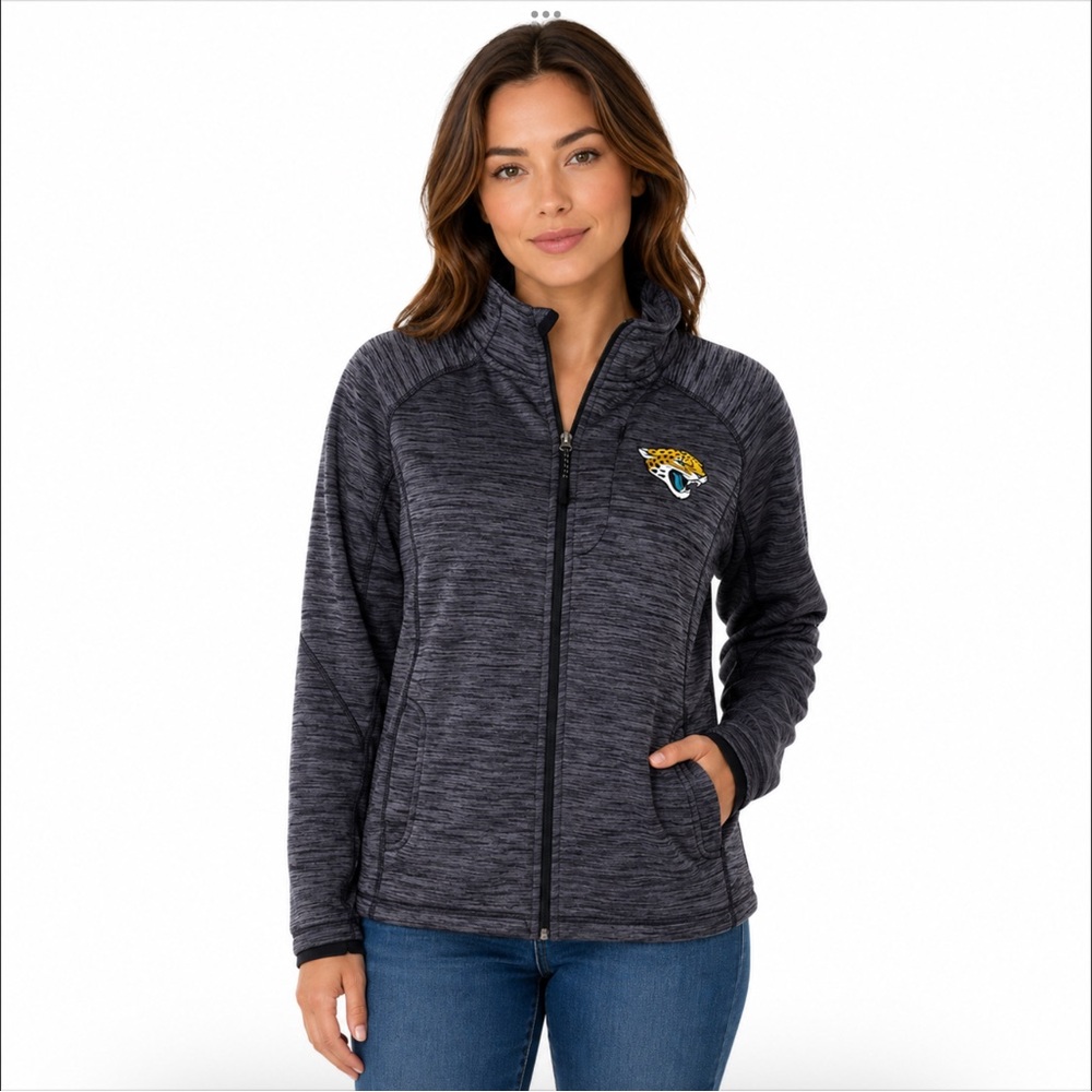 Jacksonville Jaguars Women Coat Size XXL Heather Gray Zip Front Jacket Pockets